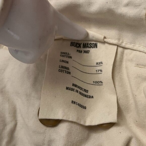 Buck Mason Pants Mens Size 31 Slim Fit Drawstring Linen Cotton Blend Beige - Picture 5 of 6